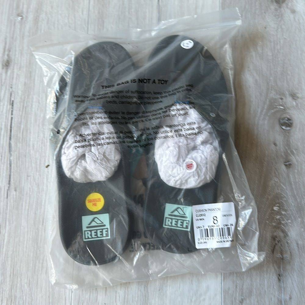 REEF CUSHION PHANTOM GUNMETAL OCEAN MEN'S‎ SANDAL SIZE 8 NWT in packaging - Picture 7 of 7